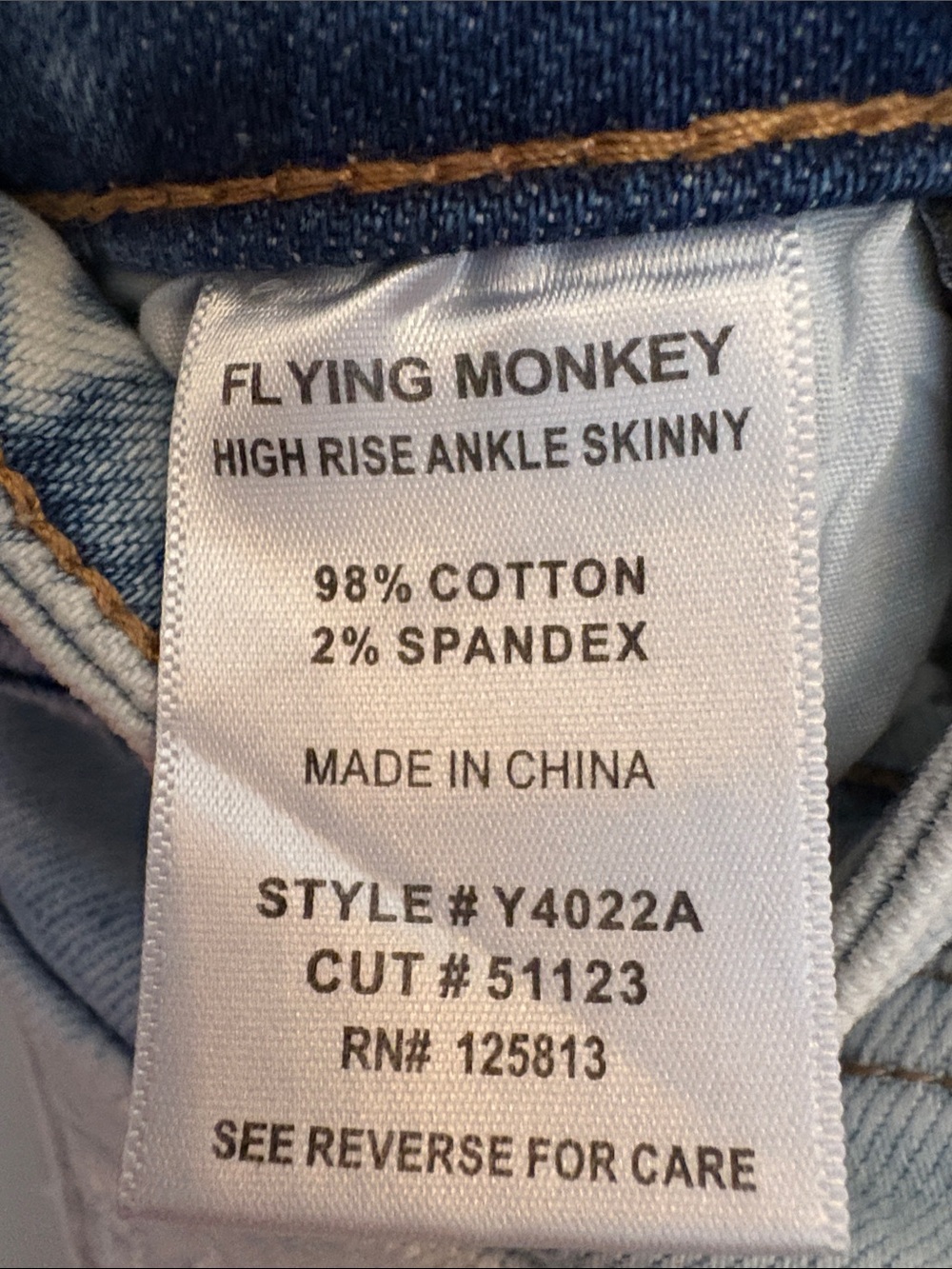 Flying Monkey Light Wash distressed high rise ankle Skinny Jeans size 26 - Picture 3 of 16